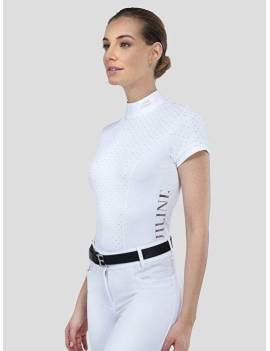 lateral Polo de competición blanco de equiline modelo loras