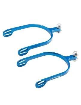 Espuelas de aluminio de jin stirrip con acabado en forma de bola azul royal
