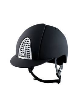 Casco equitación rejilla plateada visera normal negro parte frontal KEP ITALIA