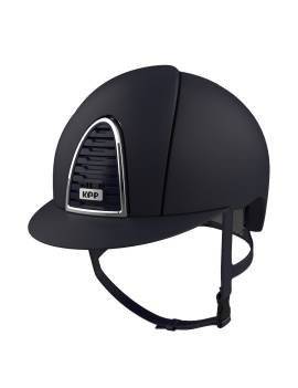 Casco equitación KEP ITALIA Cromo Textille 2.0 azul visera normal parte frontal