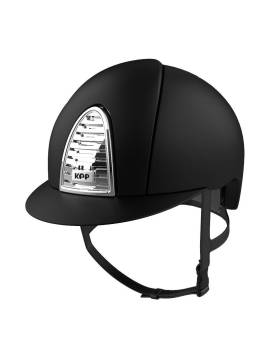 Casco equitación KEP ITALIA Cromo Textille 2.0 rejilla plateada visera normal negro parte frontal