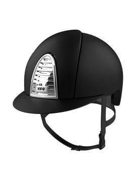 Casco equitación KEP ITALIA Cromo Textille 2.0 rejilla plateada visera normal negro parte frontal