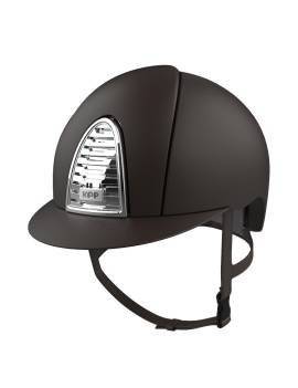 Casco equitación KEP ITALIA Cromo Textille 2.0 rejilla plateada visera normal marrón parte frontal