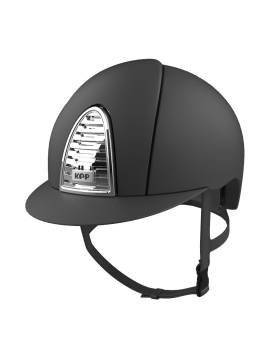 Casco equitación KEP ITALIA Cromo Textille 2.0 rejilla plateada visera normal gris parte frontal